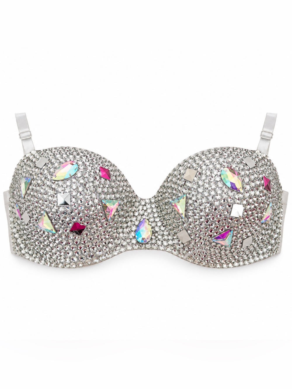 32C Crystal AB Iridescent & Mixed Design Rhinestone Glam Bling Bralet Top